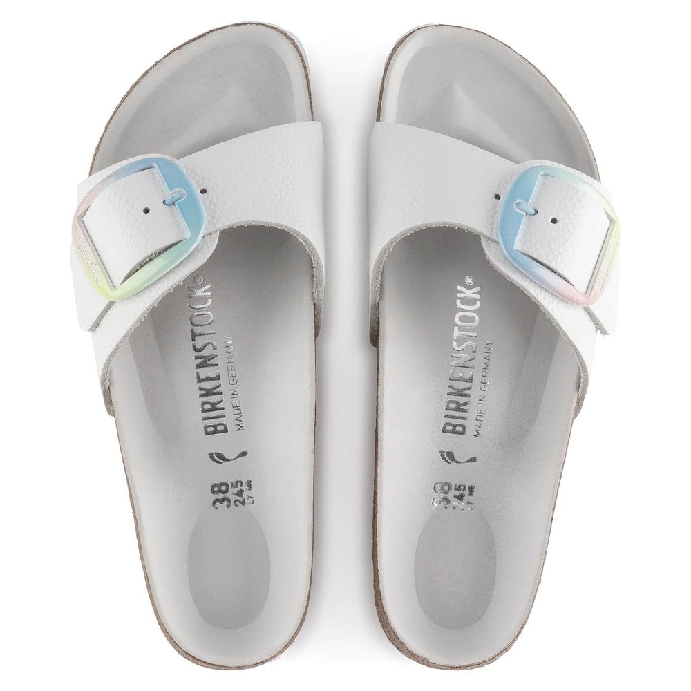 Birkenstock Madrid Big Buckle in White🤍🩵